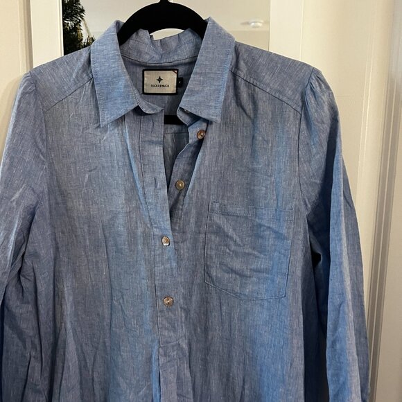 83 Tuckernuck Blue Long Sleeve Button Up Dress Size Medium - Picture 2 of 5